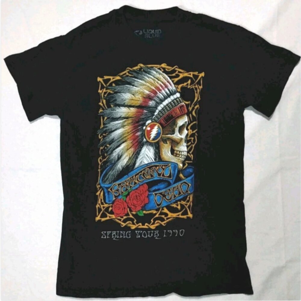 Liquid Blue Grateful Dead Spring Tour 1990 T-shirt Mens S Black Y2K Retro